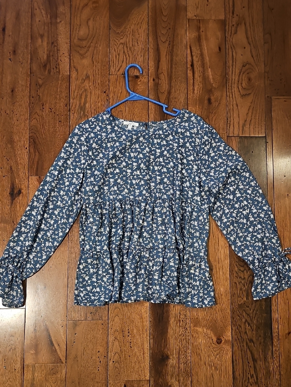 Maurices Blue Floral Peplum Blouse